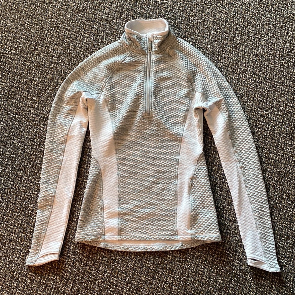Athleta Momentum Half Zip Pullover Grey White Multicolor